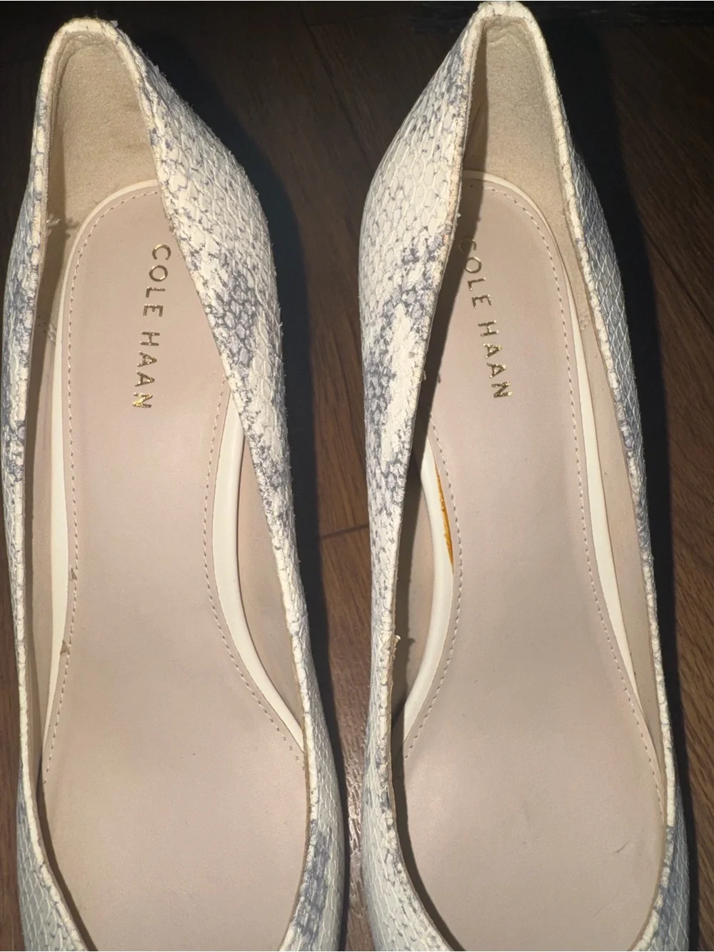 Cole Haan snakeskin block heel pumps size 7